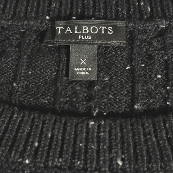 Talbots Black Cable Knit Sweater Crew Neck Long Sleeves w/Button Cuffs 0X NWOT - Picture 6 of 8